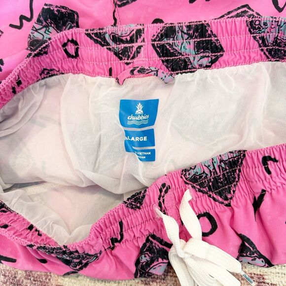 Chubbies Mens Lined Swim Trunks Size Large Pink Dinosaur 5.5in Quick Dry - Picture 5 of 7